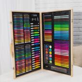 木盒画笔绘画套装 画画工具箱水彩笔彩铅油画棒男蜡笔女孩生日礼品