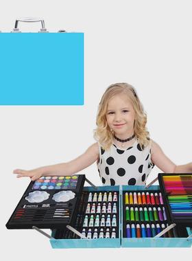 200PC画笔蜡笔儿童绘画套装小学生美术班颜料画画工具水彩笔套装