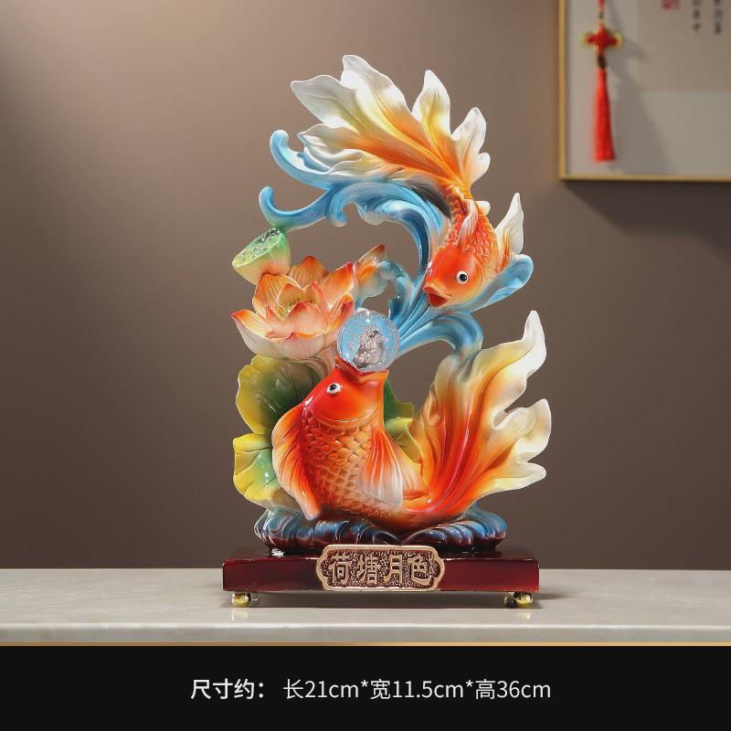 荷塘月色年年有余鱼摆件客厅电视柜家居办公室装饰店铺开业礼品