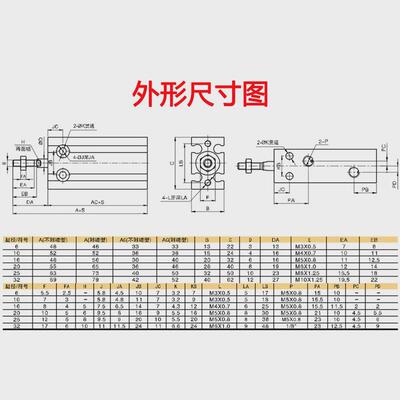 emc亿太诺气缸eu自由磁石气缸61016202532基本型气缸带安装