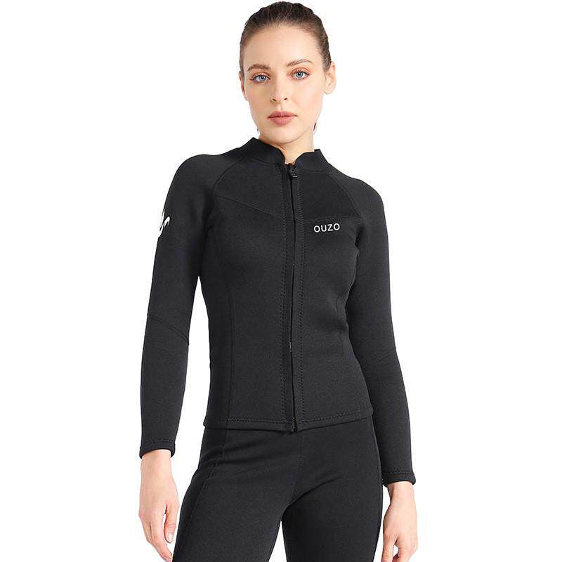1.5mm潜水服ouzo女款长袖分体潜水衣防寒保暖防晒游泳冲浪服上衣