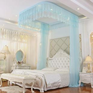 A524天花拉绳拉幕导轨蚊帐加厚加密U型公主风婚庆1.8床1.5双人2米