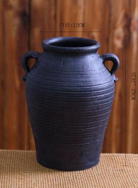 复古花瓶陶罐陶盆粗陶花盆插花花瓶花器客厅装饰摆件日式花瓶禅意