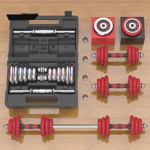 工厂黑漆15/20/30供应红字纯铁实心哑铃男女式家用健身可调节杠铃