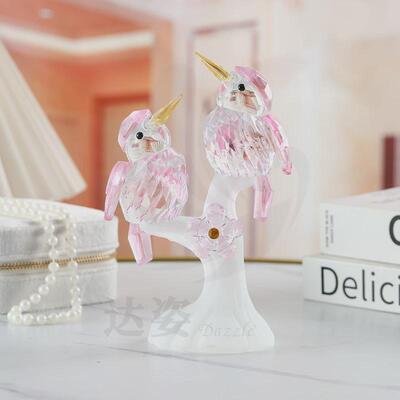 达装饰摆件水晶翠鸟蜂鸟少女可爱桌面姿工艺品创意装饰品公主礼品