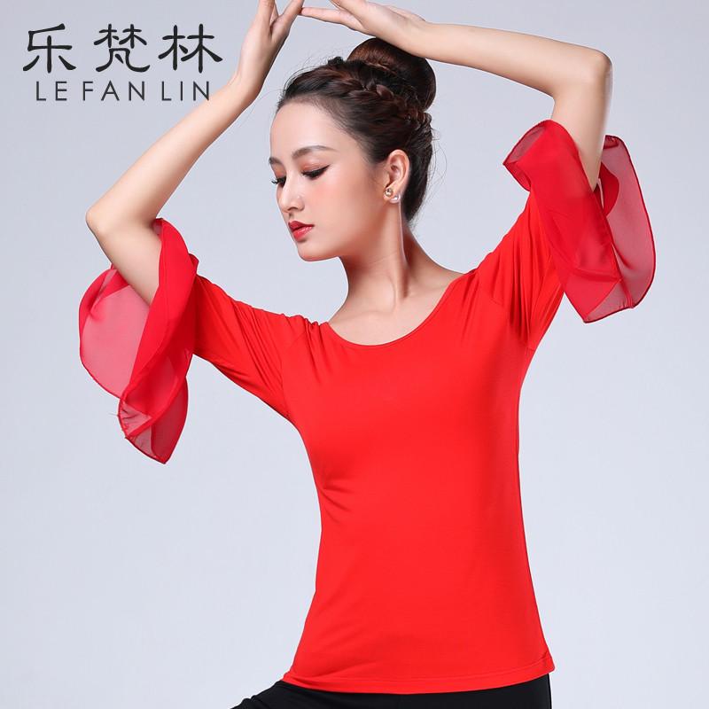 秋冬新款专业舞蹈练功服广场舞服套装形体纱袖现代古典舞服上衣女