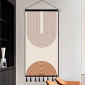 a947现代简约玄关挂毯莫线条几何抽象过道走廊挂画布艺轻奢兰迪壁