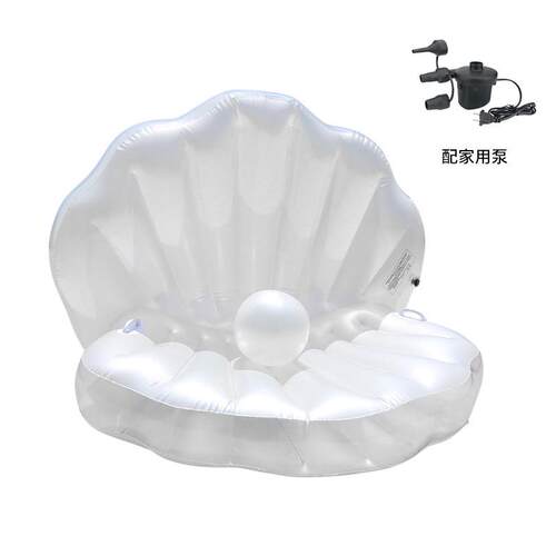 新款贝壳充气浮排成人珍珠沙发扇贝坐骑美人鱼水上充气浮床批发