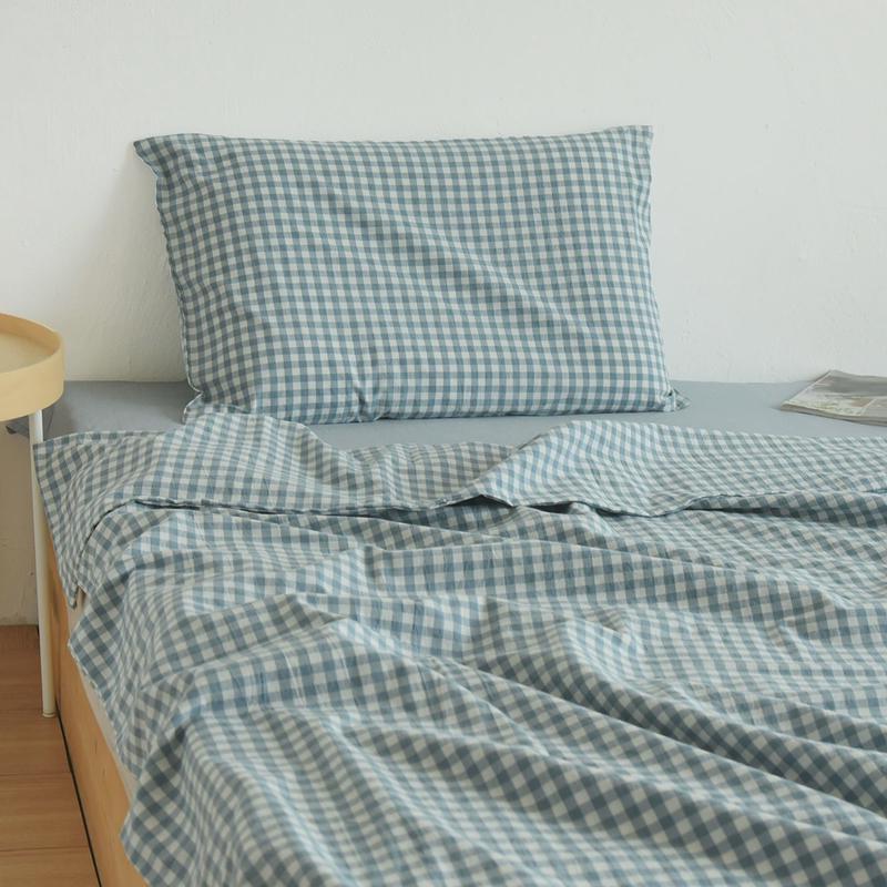 58c1单人床品学生宿舍三件套水洗色织日系床单被罩枕套春