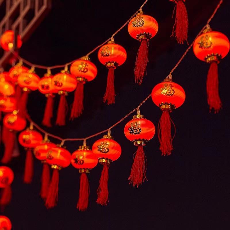 新款春节led红灯笼新年彩灯满天星户外氛围过年装饰布置灯串小串