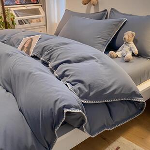 酒店被芯草民宿床上用品白色四件套带布枕芯宾馆旅馆三件套七件套