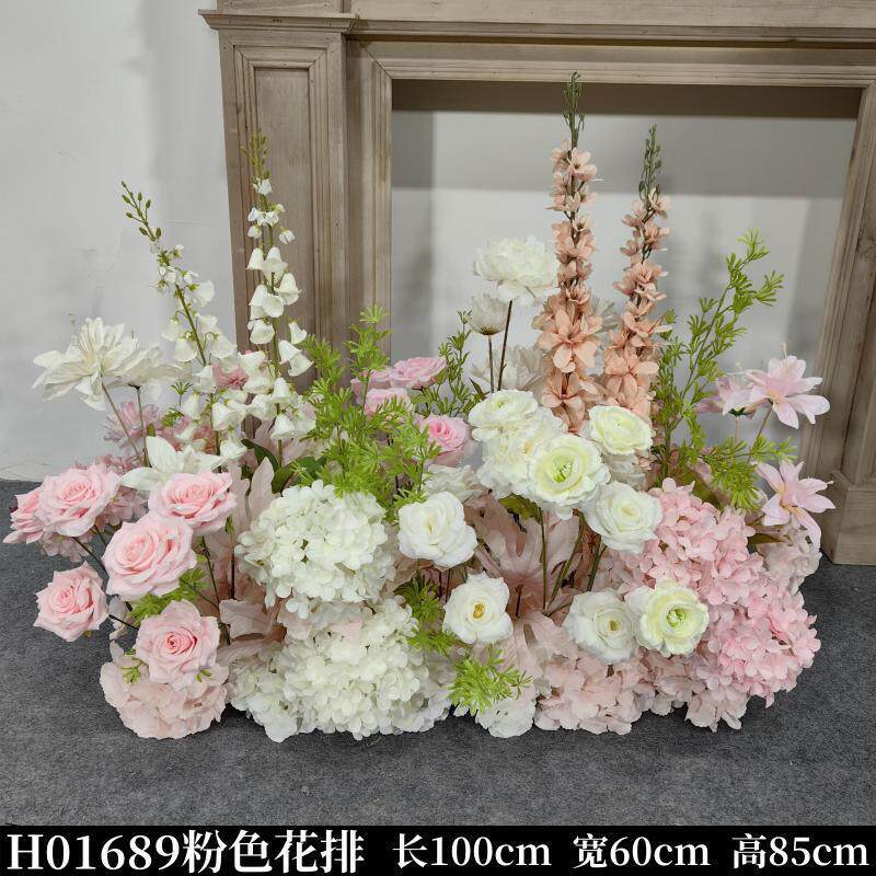 婚庆背景仿真花婚礼场景布置排花订婚粉色装饰花艺新款花排引花