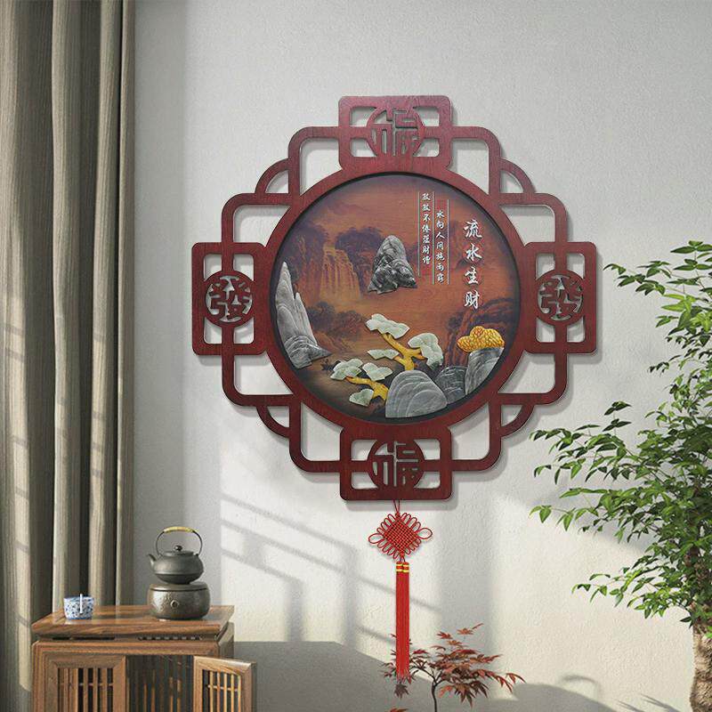 客厅装饰画玉石沙发背景墙壁画电视挂画餐厅卧室玄关新中式浮雕画