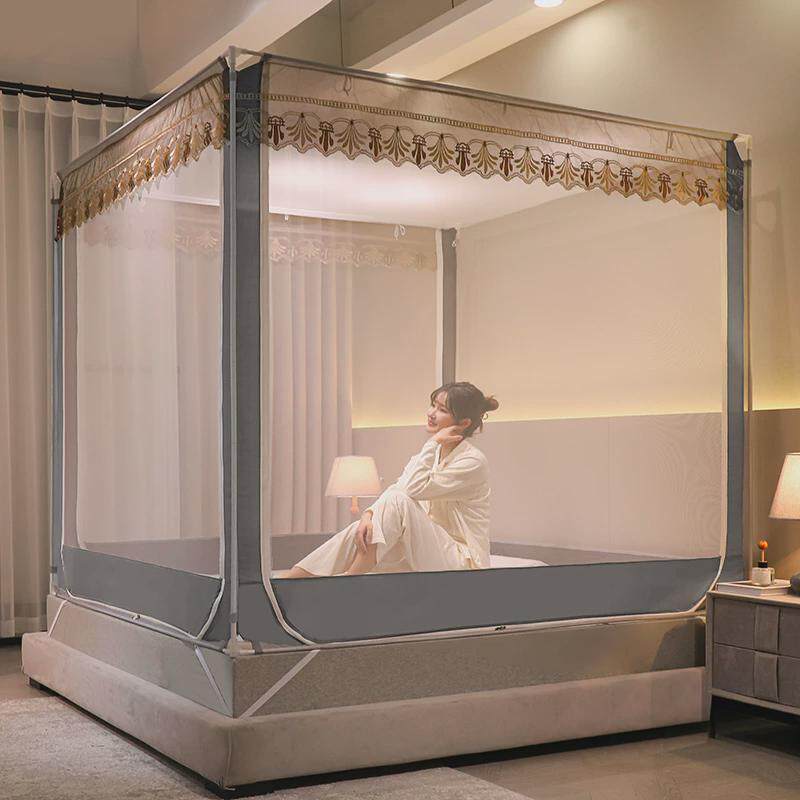 rkt4外穿杆坐床式宝宝防摔全底回1.35x1.5x1.9m床2x2米蚊帐底加密