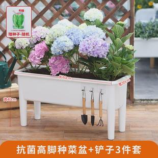 欧林泽阳台种菜盆园艺种菜盆高脚塑料花盆大号庭院长方形种植花箱