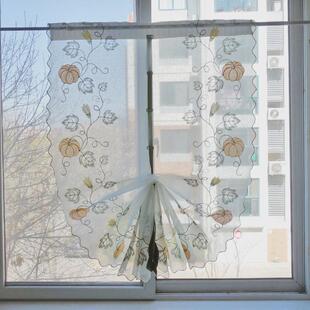 64n免打孔南瓜刺绣罗马扇形卷帘气球帘遮阳飘窗厨房提拉窗帘粘贴