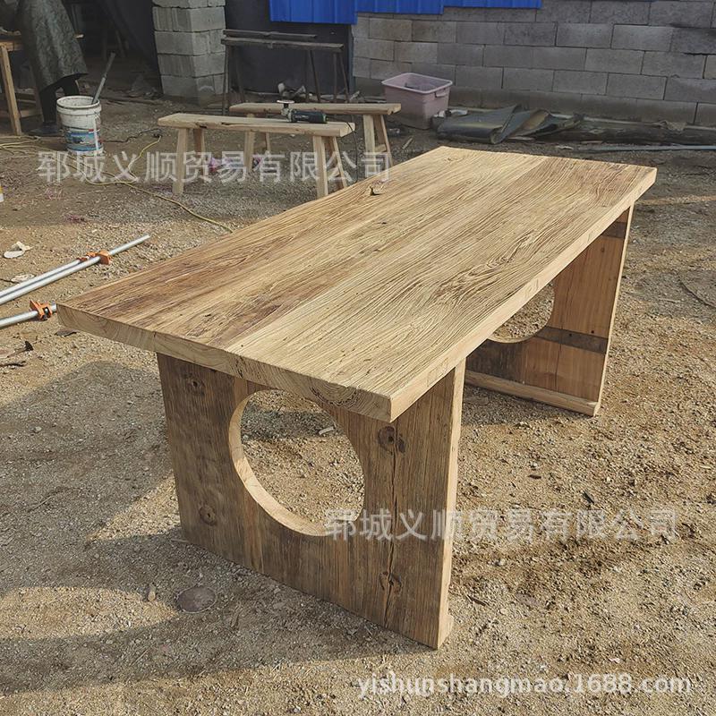 老榆木门板实木桌复古风化怀旧原木茶桌实木旧门板茶台餐桌
