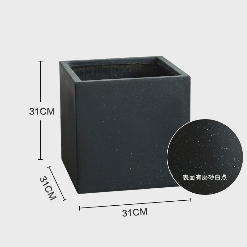 方盆方型水泥大花盆高黑色方形落地轻奢陶瓷高级感绿植特大客厅