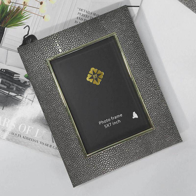 现代简约创意皮革相框摆台桌面6寸7寸像框卧室样板间摆件搭配软装