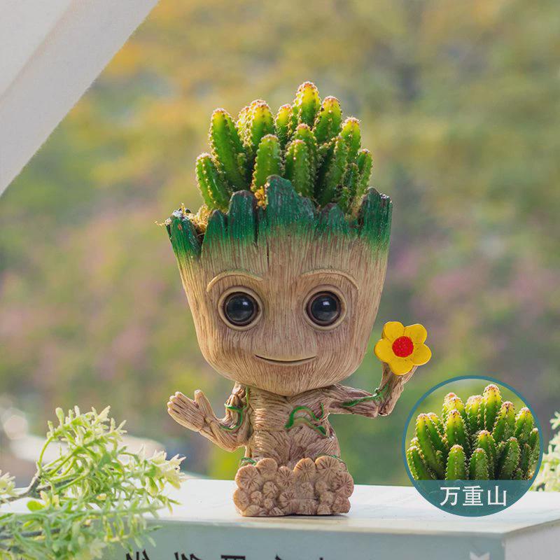 格鲁特鸟窝小花盆多肉植物仙人球仙人掌办公室桌面diy摆件好养活