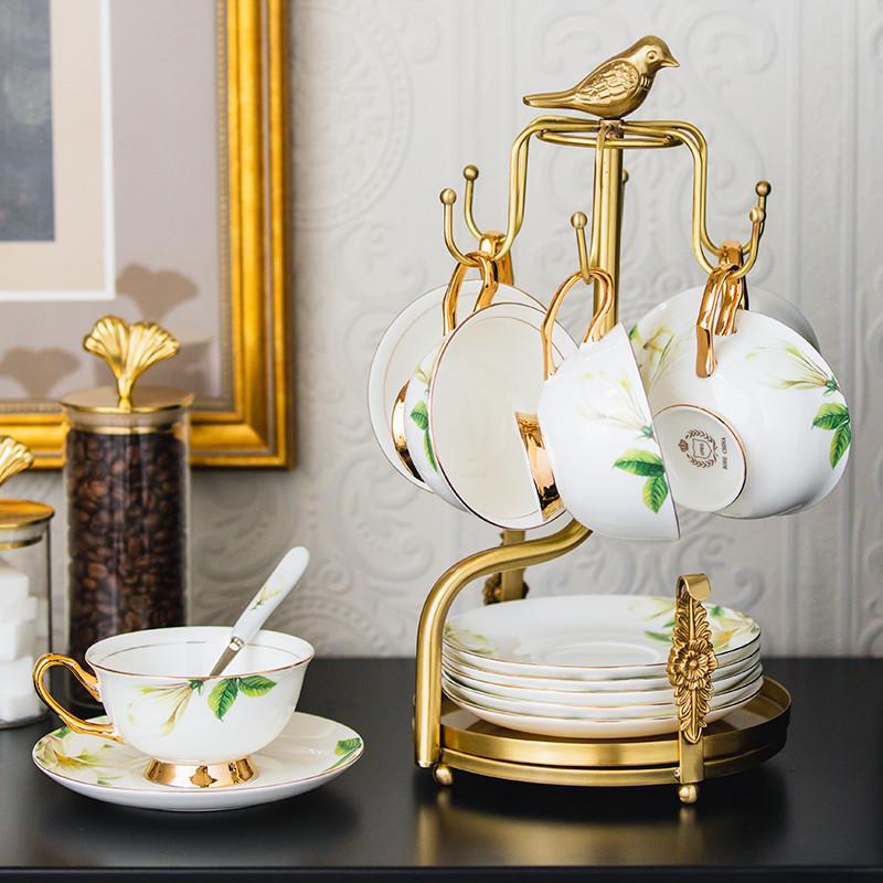 咖啡杯架子欧式轻奢黄铜家用杯碟收纳挂架客厅餐桌水杯杯子置物架