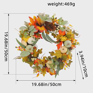 纵鸿秋季仿真松果枯枝花环门枫叶霜叶南瓜庭院墙饰挂件感恩节饰