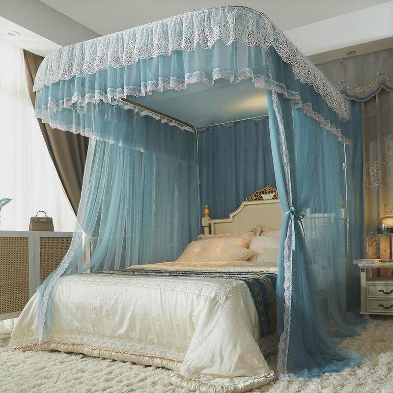 伸缩导轨u型三开门蚊帐轨道宫廷落地公主风1.5米/1.8m床双人家用2