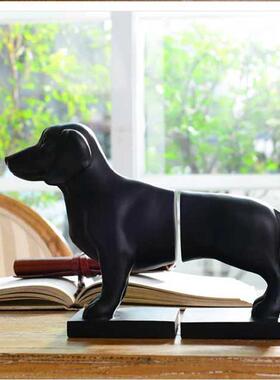 现代创意饰品摆件办公室家装书房书柜样板间拉布拉多小狗书档书靠