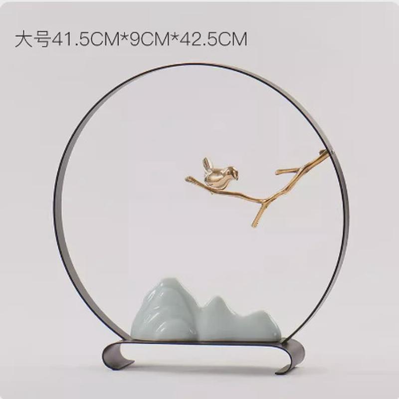 创意铁艺室内假山摆件现代新中式餐厅书架玄关样板间陶瓷软装饰品