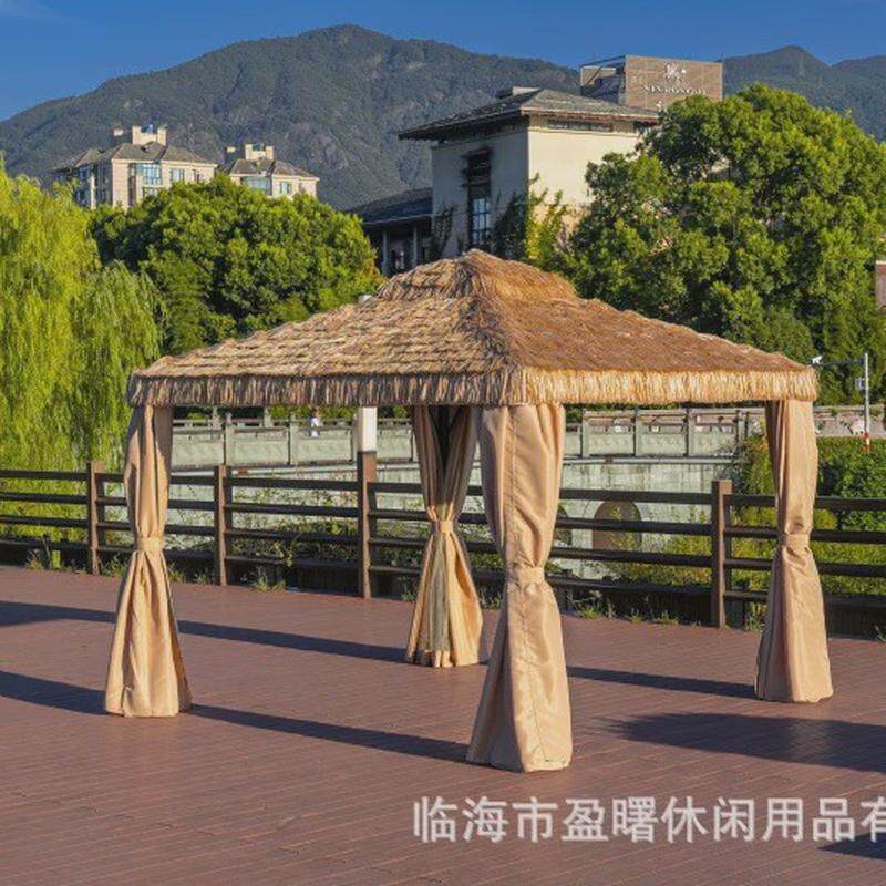 户外凉亭铝合金茅草棚庭院农家乐别墅庭院家用稻草房遮阳遮雨棚景