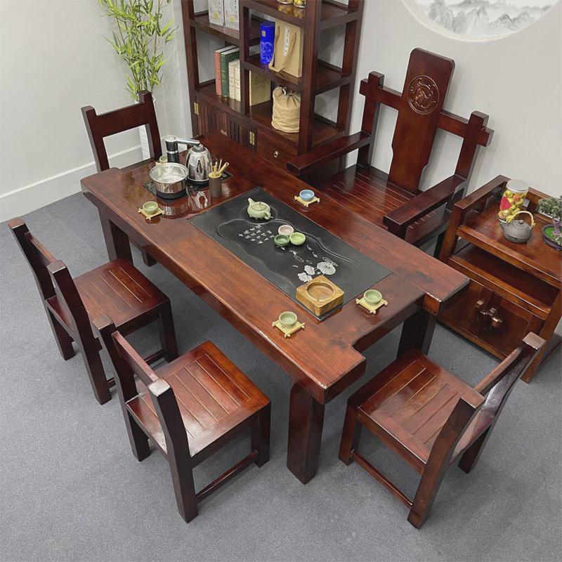 d諌1老船木茶桌椅组合功夫茶几实木中式泡茶台茶具套装家用一体茶