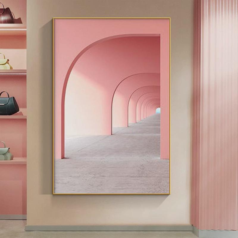 超大尺寸轻奢风建筑装饰画客厅玄关空间延伸感挂画巨幅别墅落地画