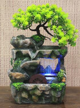 桌面电商小假山仿真树流水喷泉雨景创意摆件义乌货源厂家直销
