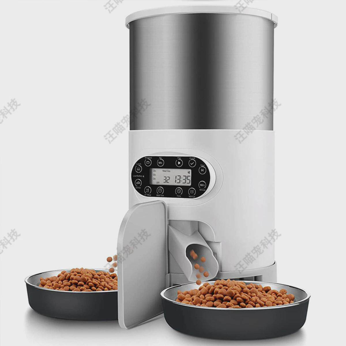 宠物自动喂食器猫咪智能自动双出食喂食器不锈钢喂食器定点喂食器