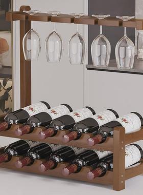 酒架实木木质创意斜放红酒架定制家用餐厅客厅酒吧葡萄酒酒柜格子
