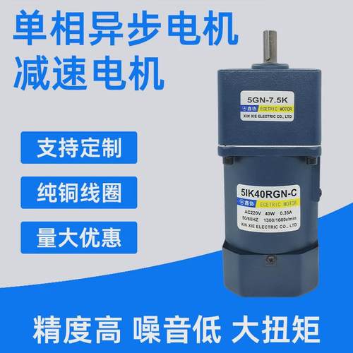 5IK40RGN交流减速电机单相异步电机220V40W调速永磁马达可配刹车