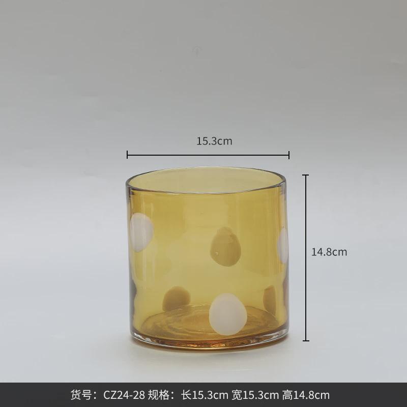 博西家居斑点棕色琥珀玻璃花瓶香薰高级感软装烛台氛围感摆件