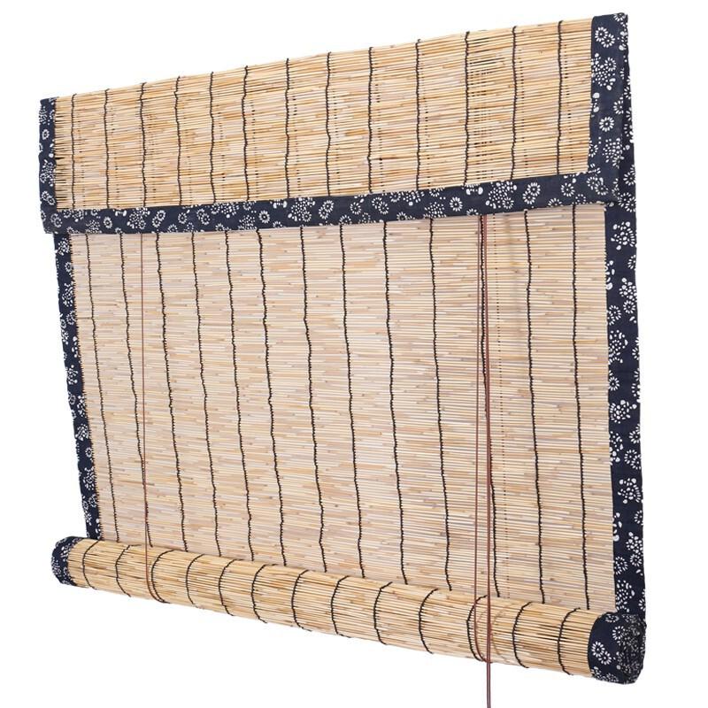 定制芦苇帘子包边装饰隔断遮光挂帘禅意复古升降卷帘窗帘草编中式