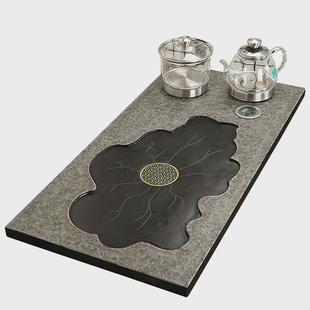 家用简约带全自动电磁炉一体大号茶 hx整块天然乌金石茶盘茶具套装