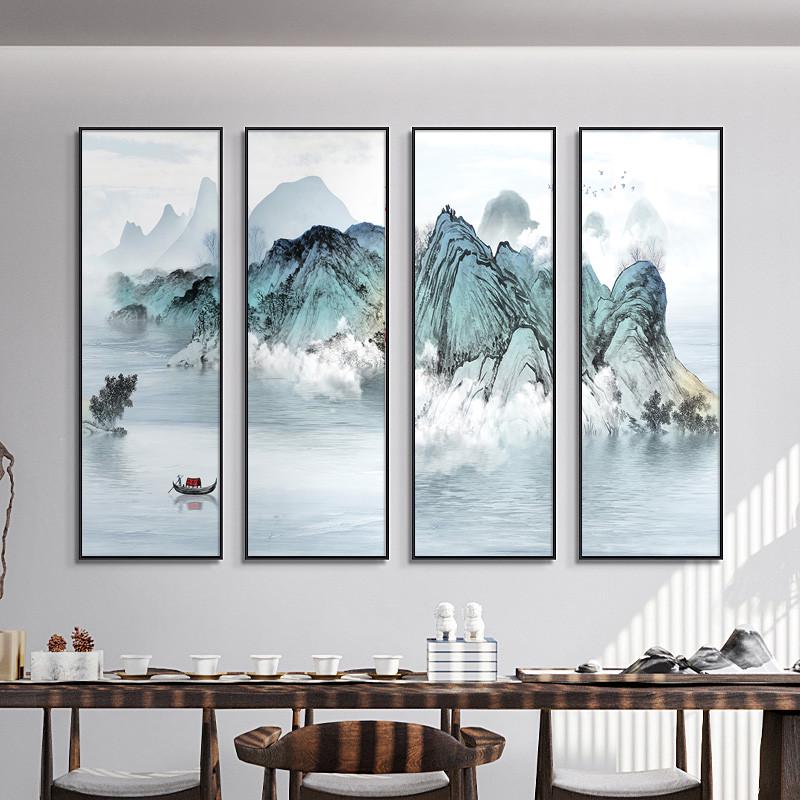 好货山水招财画新中式客厅背景墙装饰画书房茶室壁画办公室挂画组