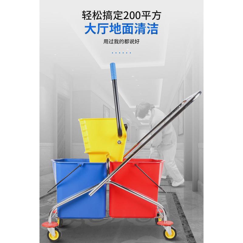 超宝保洁榨水车b-043双桶酒店加厚压水墩布清洁商用拖把桶挤水桶