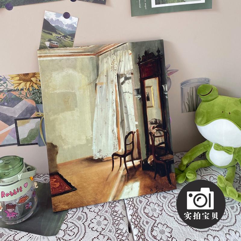 Menzel 门采尔 德国有阳台的房间欧式艺术装饰画风景油画无框挂画