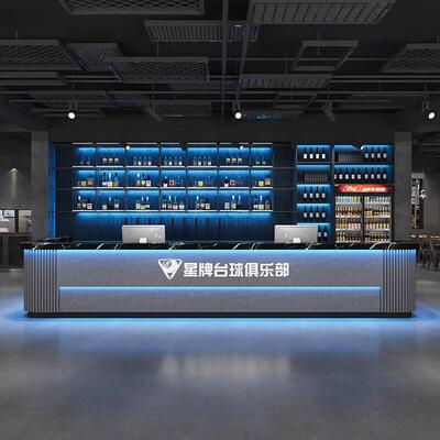 热销台球馆收银台多功能电竞酒店健身房舞蹈室前台接待台转角定制