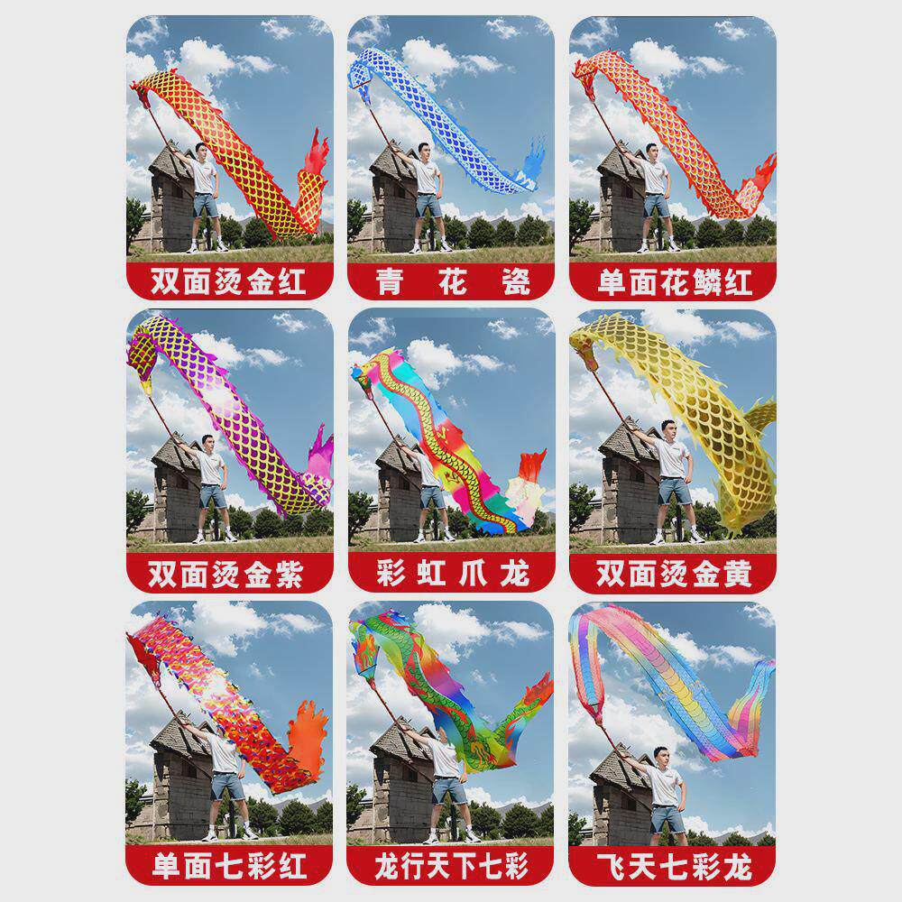 舞龙彩带健身龙新款广场舞中老年手甩龙道具表演专用中国烫金龙源