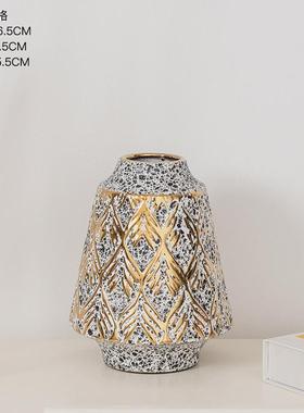 轻奢电镀陶瓷花瓶摆件家居客厅餐桌样板房软装酒店花器艺术北欧盆