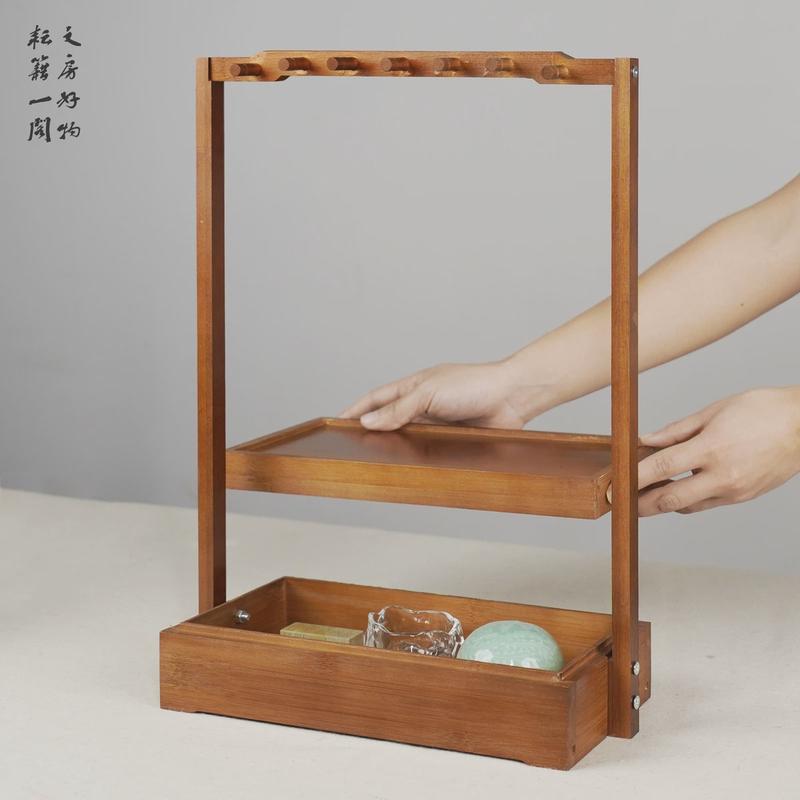 笔架多功能毛架子笔挂实木挂毛笔挂架文房四宝多层置物架毛笔笔架