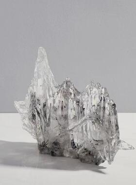 新中式水墨山意境工厂会所酒店样板房关玄软装饰品摆件售楼处直销