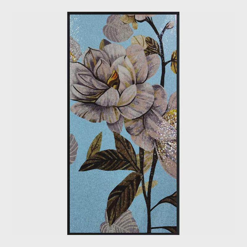 佛山马赛克艺术镶嵌剪画拼图拼花羽毛玄关背景墙简约装饰壁画厂家