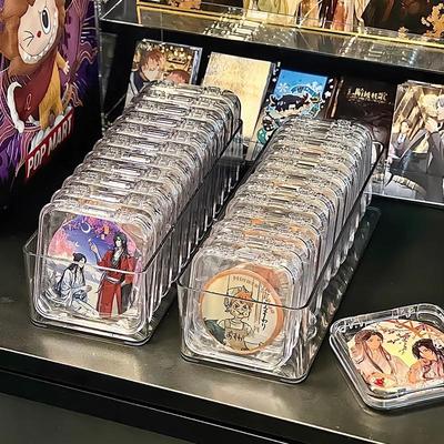 放吧唧的盒子收纳盒透明亚克力单个展示架徽章密封流麻谷子保护套