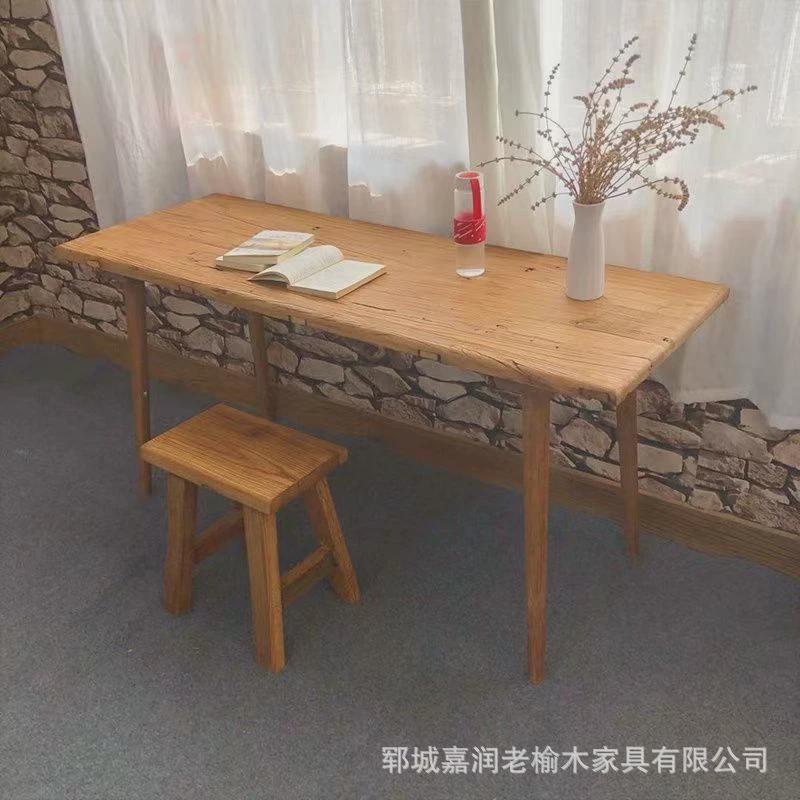 老榆木大板原木整块毛料榆木餐桌不规则大板茶桌旧门板桌板风化板